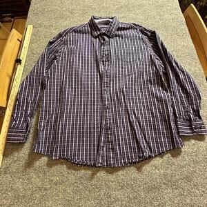 Men's‎ Checkered Dress Shirt - Long Sleeve Size L Tasso Elba